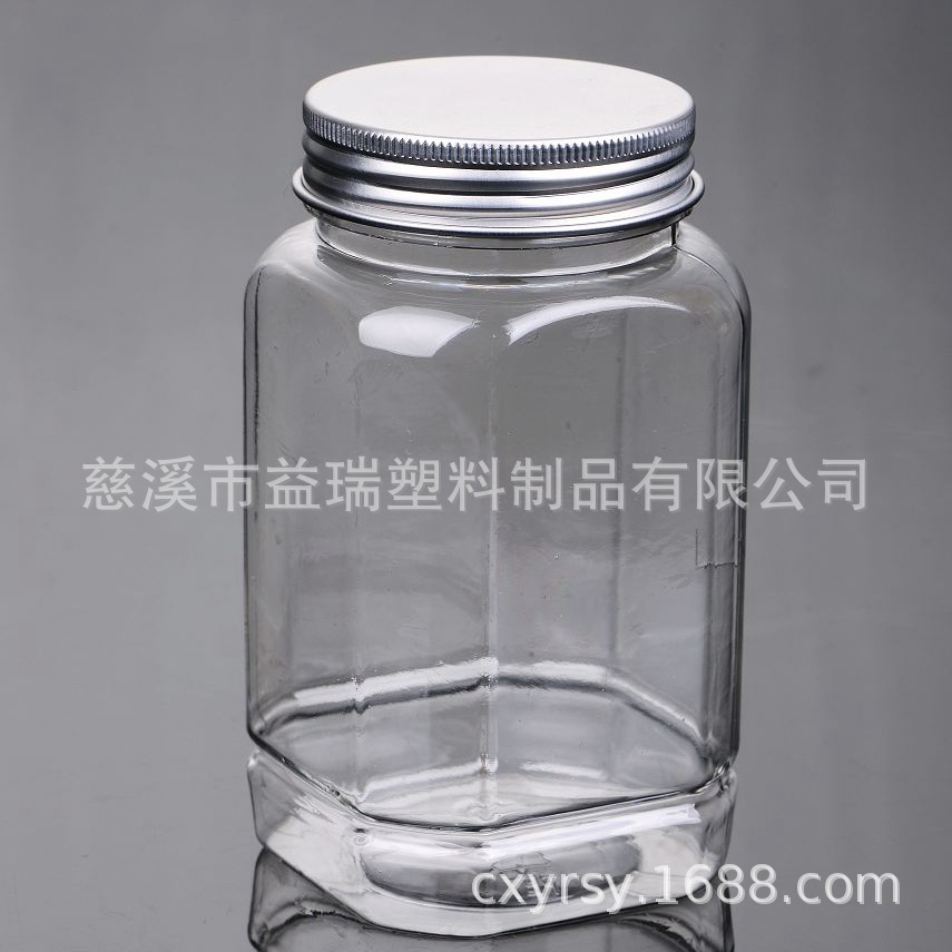 360ml塑料瓶 PET罐子 500g蜂蜜瓶 铝盖 方形透明瓶 储藏罐(LG013)
