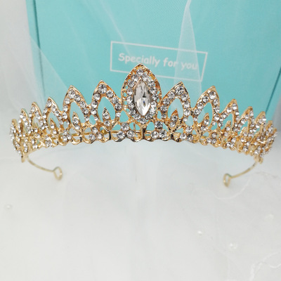 欧美巴洛克小皇冠 合金水钻皇冠儿童表演头饰  新娘饰品厂家批发