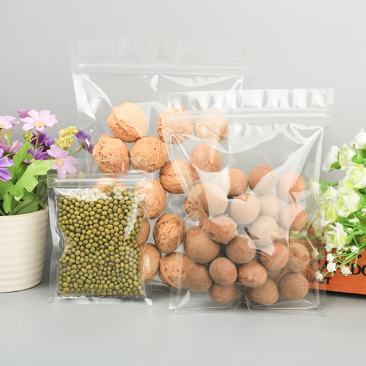 Spot transparent self-sealing bag food bag pistachio plum packaging bag spicy biscuits dried fruit bag can be printed