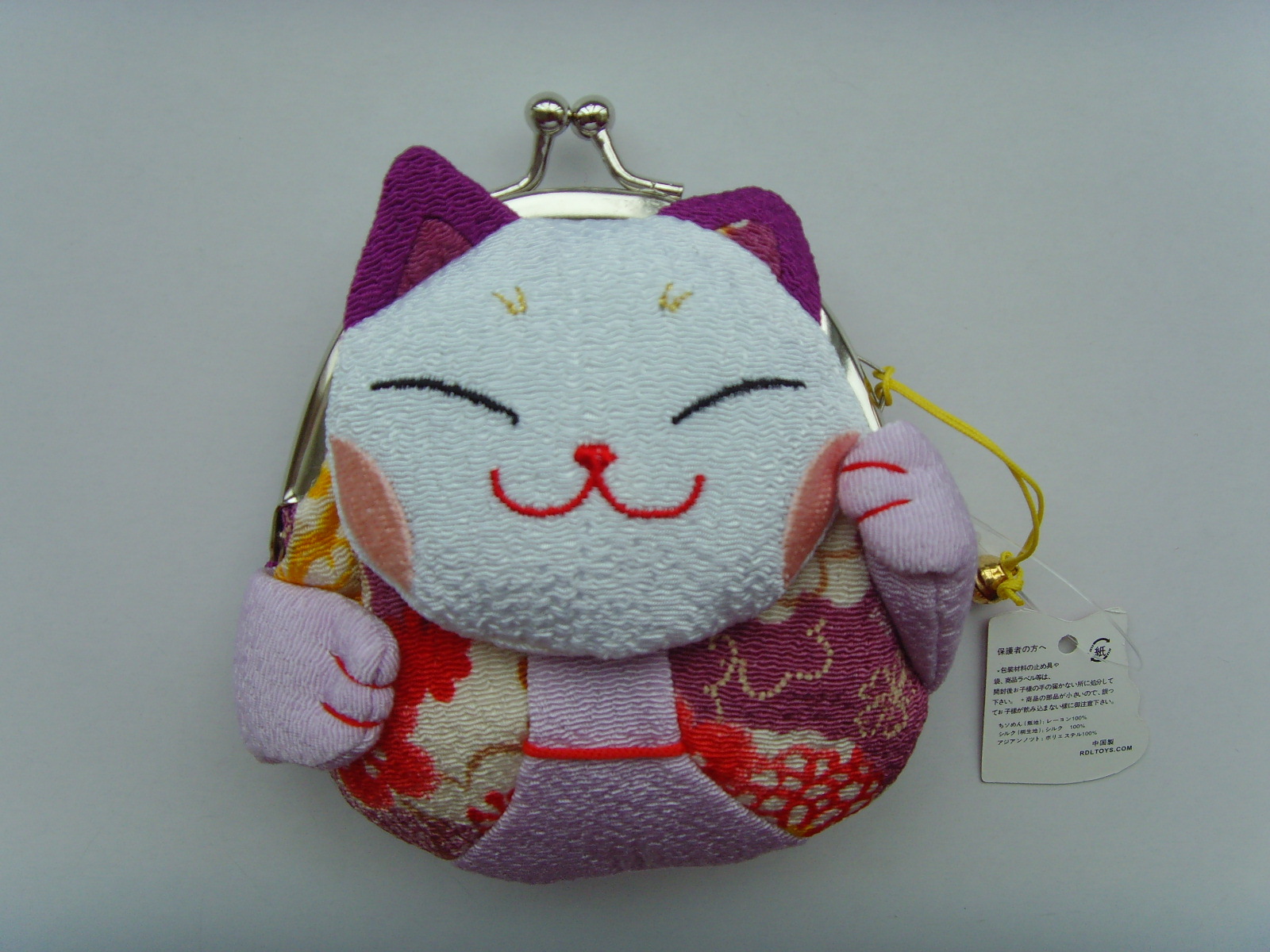 日本の招喜屋と和風の招き猫の布芸の猫の頭の硬貨の0財布の女性の漫画のキーホルダーのメーカーは卸売りします。