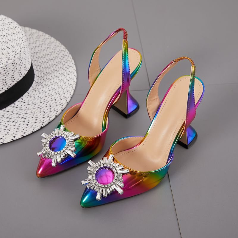 wish Cross-border Special for Amazon Explosions Pointed Rhinestone Sunflower Wine Glass with Super High-heeled Shoes Color Large Size 42