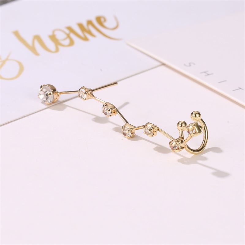 Diamond Earrings Beidou Qixing Earrings Simple Ear Cuff Single display picture 4