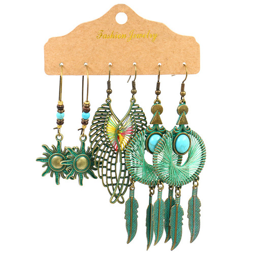 Factory direct selling earrings 3-piece cross-border European and American fashion jewelry combination set irregular earrings tassel earrings
