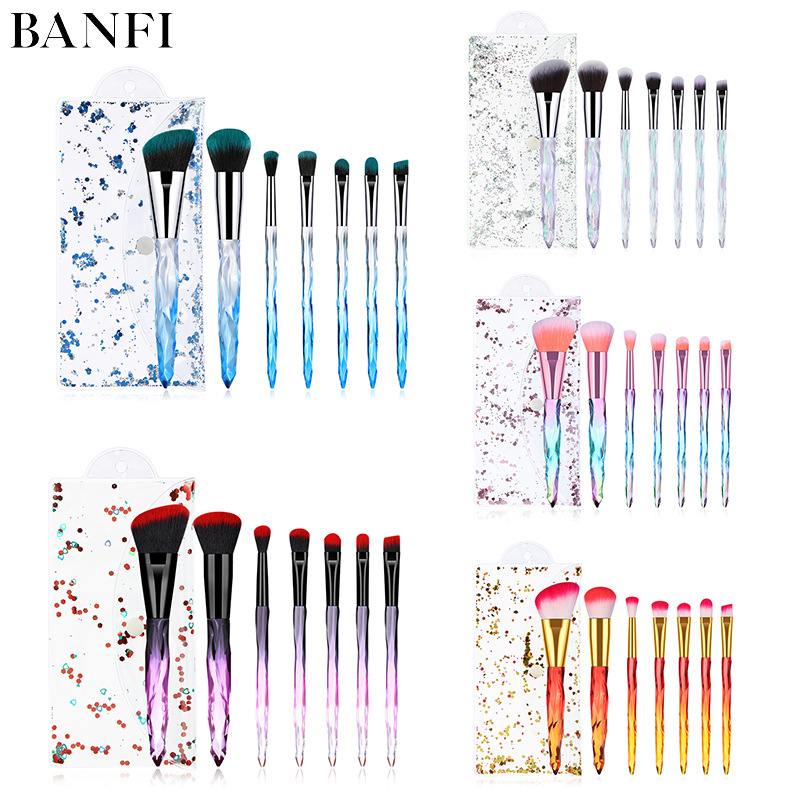 Trendy 5 Pcs 7 Pcs Transparent Acrylic Handle Pvc Bag Makeup Brush Set display picture 2