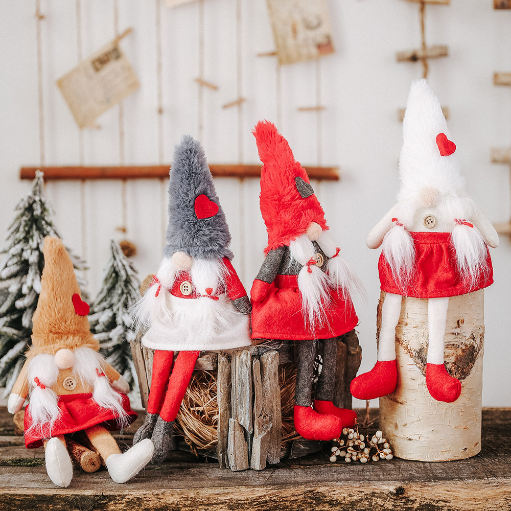 Decorações de Natal Chapéu de lã Gravata Barba Pernas penduradas Enfeites de guarda-florestal Velho Boneca pequena Boneca_voghion.com
