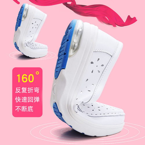  Nurse Shoes for Women, Soft Sole, Summer, Breathable, Casual, Flat Design, Comfortable—2019 New Arrival, Summer Style, Hollowed-Out Cowhide in White