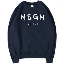 欧美潮流新款MSGM字母印花圆领卫衣男学生套头上衣加绒卫衣