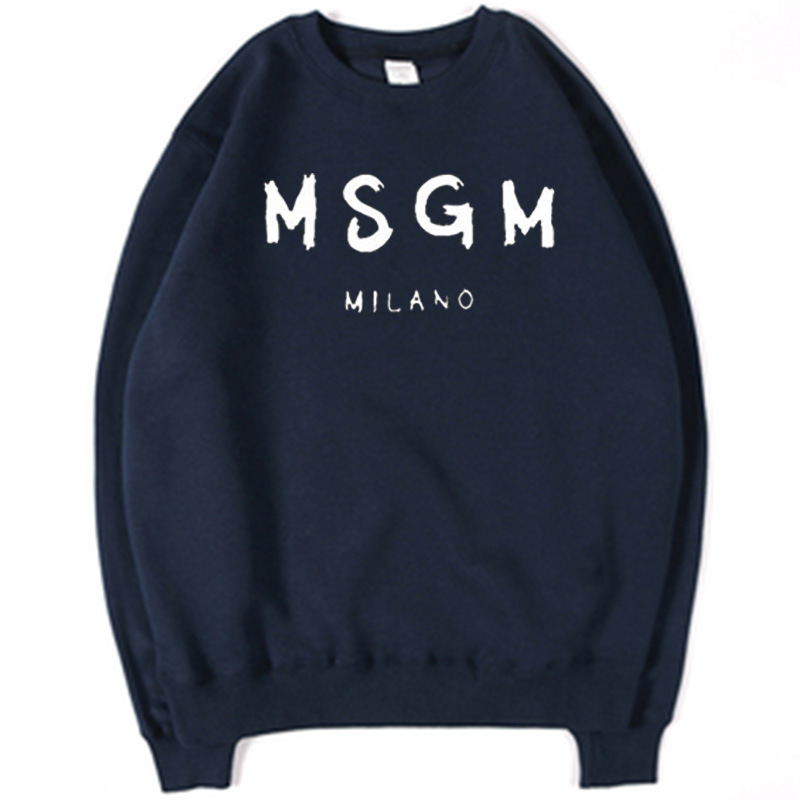 欧美潮流新款MSGM字母印花圆领卫衣男学生套头上衣加绒卫衣