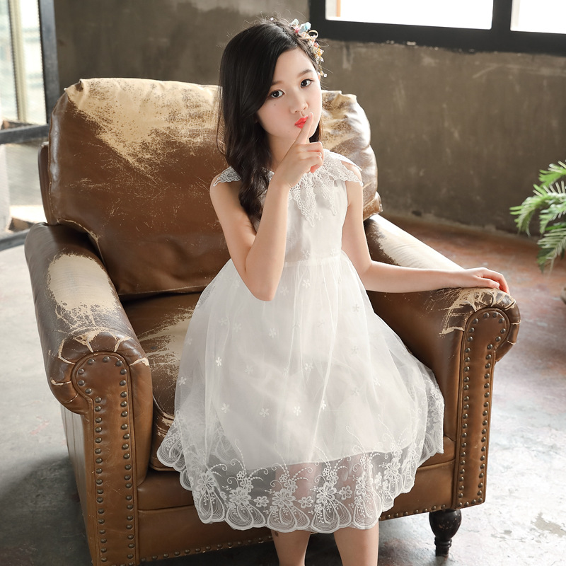 girl Sleeveless Dress new pattern Summer wear Children's clothing pure cotton Embroidery Yarn skirt children Western style Princess Dress