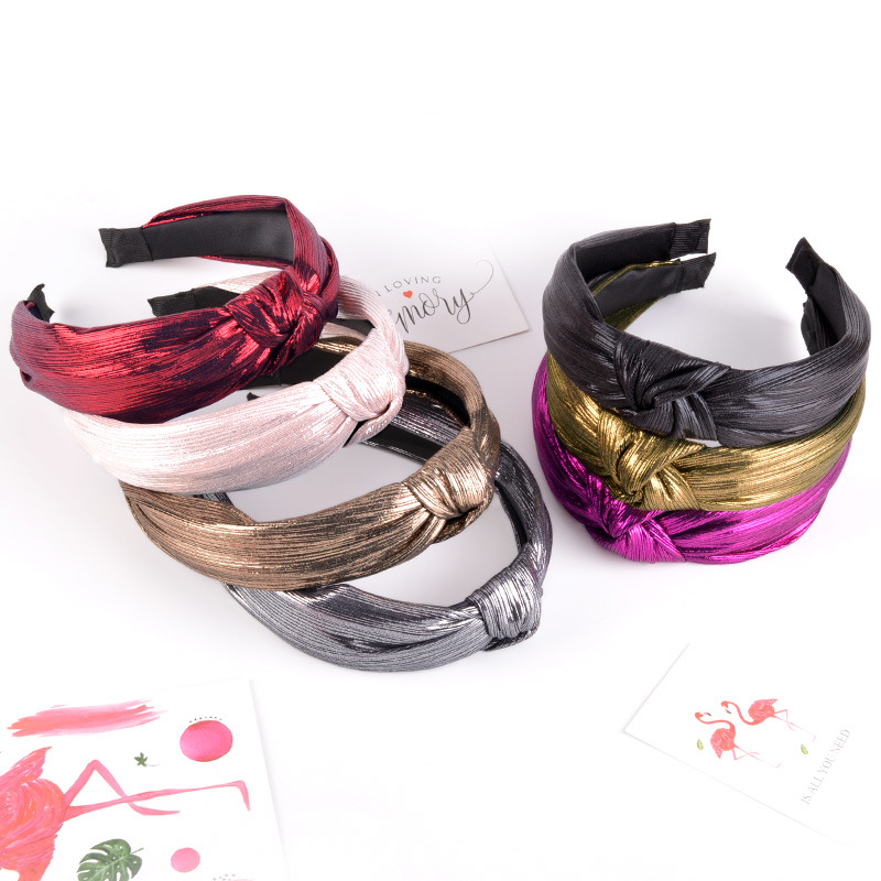 Bright Silk Knotted Wide-brimmed Fashion Headband display picture 2