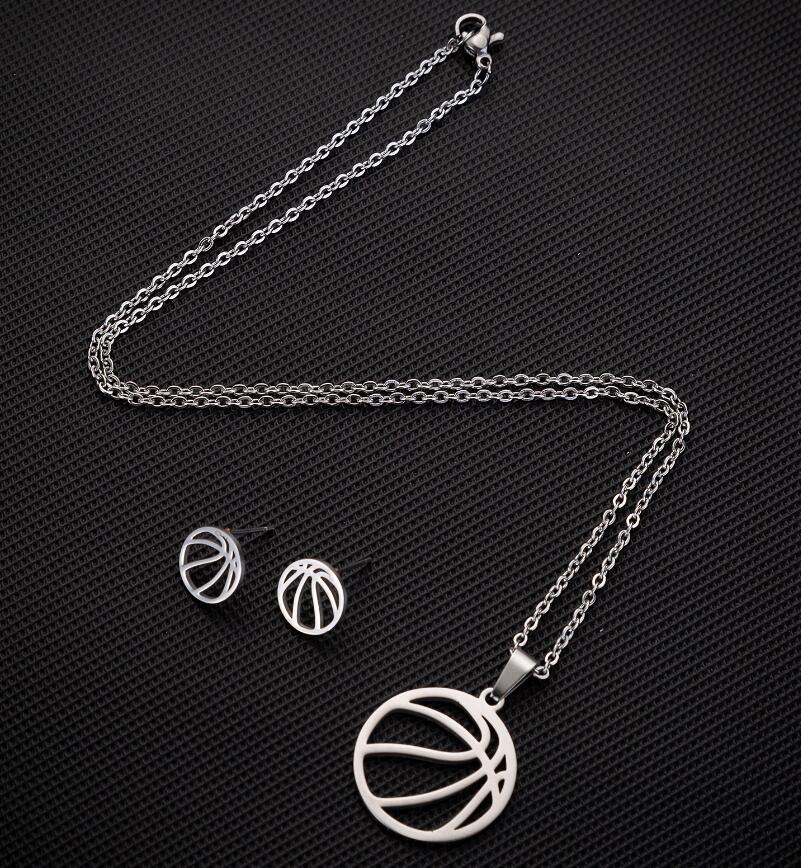 1 Set Simple Style Ball Stainless Steel Plating Earrings Necklace display picture 3