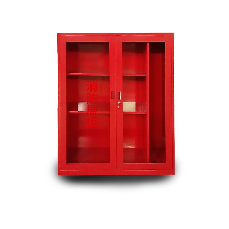 微型消防站柜 红色双门户外消防器材柜 消防应急展示柜工地用