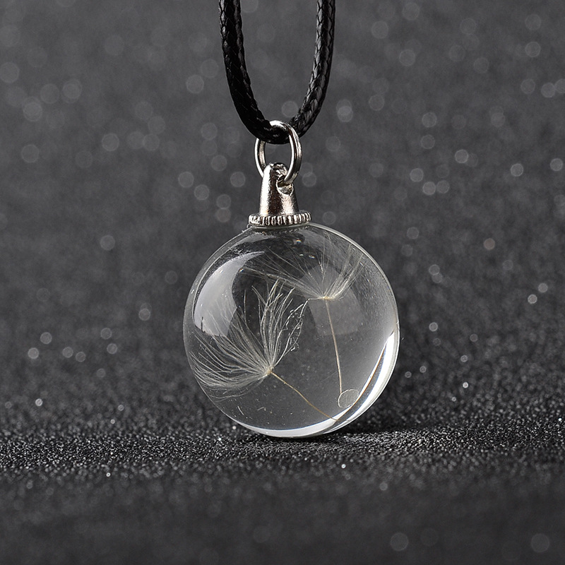 fashion natural leaves dandelion glass dried flower hot-selling necklace