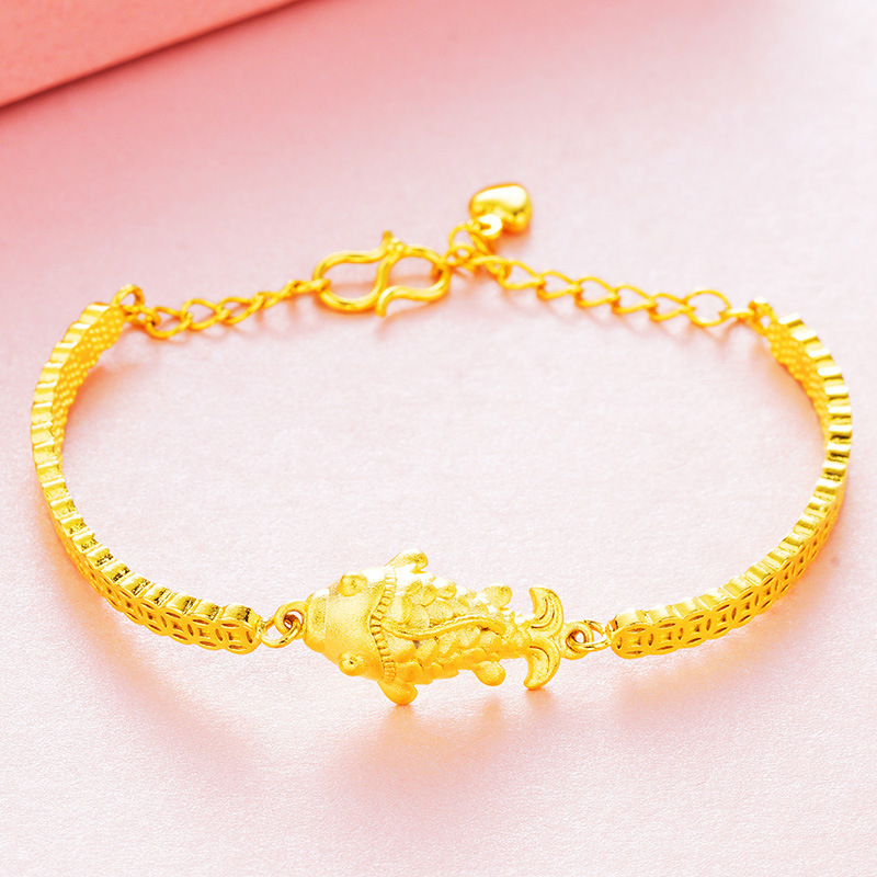 Vietnam chapado en oro 24 Goldfish lingote pulsera en línea mujer imitación joyería de oro Latón chapado 24K joyería de oro al por mayor