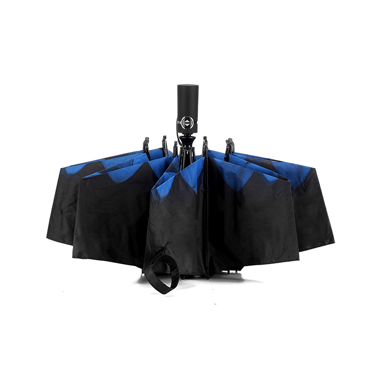 电商黑胶防紫外线自动三折雨伞防晒晴雨伞折叠创意花色遮阳伞logo