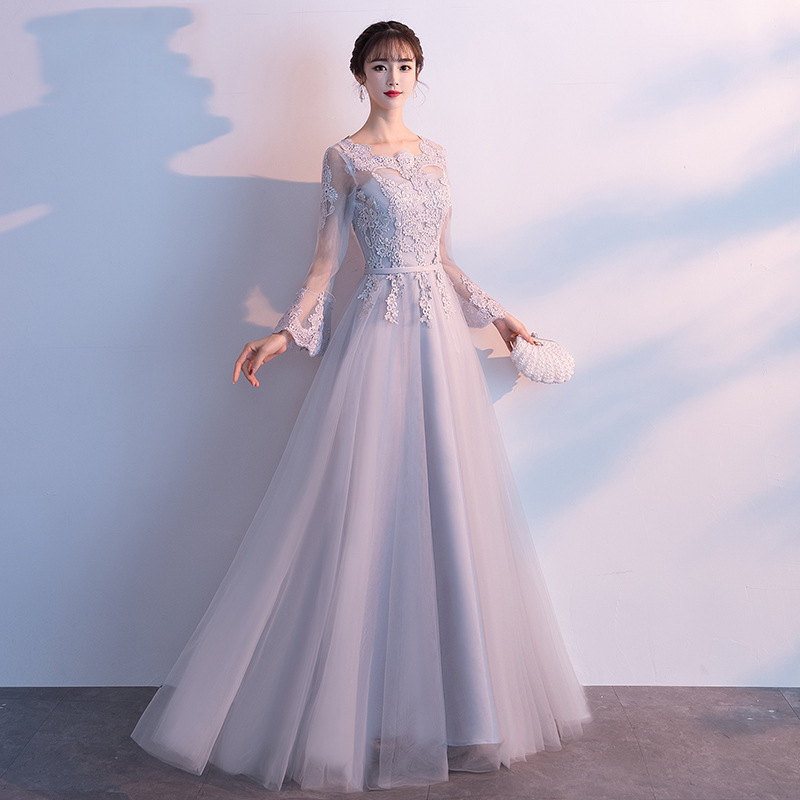 Banquet Evening Dress Dress Women's 2020 New Summer Banquet Host Dress Long Elegant Bridesmaid Dress Long Sleeve
