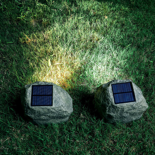 amazon outdoor solar spotlights simulated stone floodlights LED landscape garden lights white and warm two levels adjustable