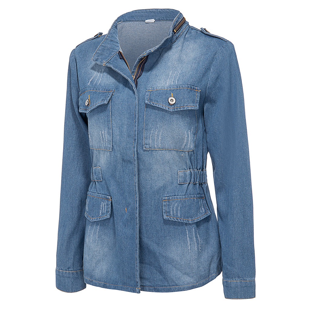 fashion plain color denim jacket  NSWL63926