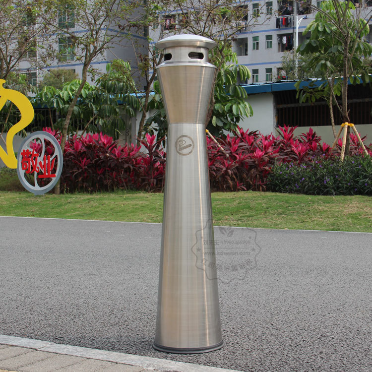 不锈钢吸烟柱 户外吸烟区烟蒂收集容器 公共场所烟蒂柱