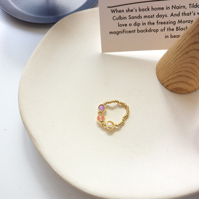 简约时尚串珠个性戒指弹力糖果色关节指环日韩潮服装配饰女E8508|ms