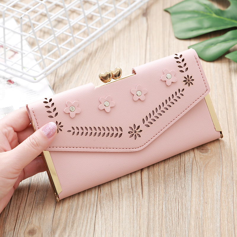 Korean Hollow Flower Long Clutch Bag Wholesale display picture 8