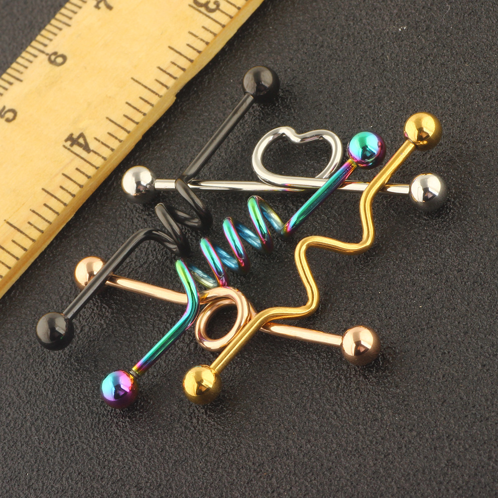 5-Piece Industrial Earring Set Long Rod Piercing Earrings Stainless Steel Ear Cartilage Jewelry Set detail image 51