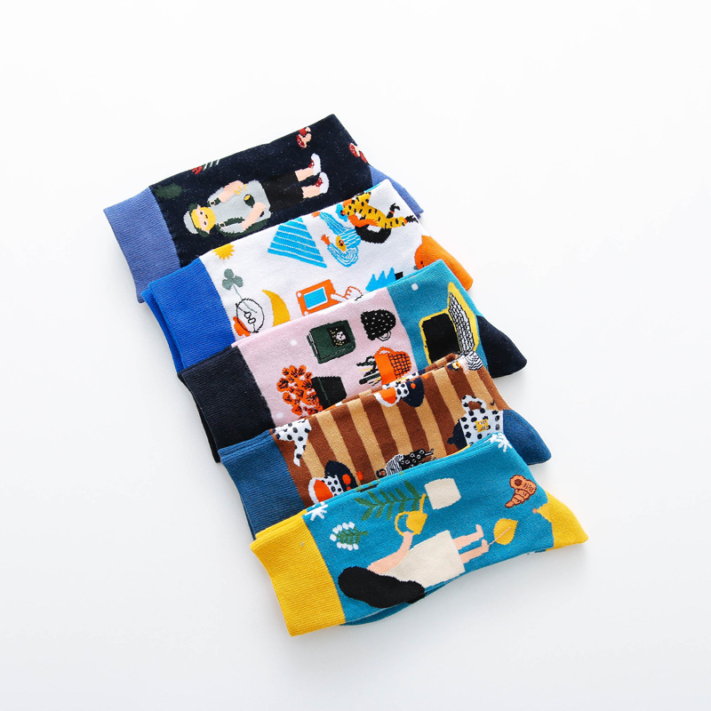 Unisexe De Base Vêtement De Rue Dessin Animé Coton Jacquard Crew Socks Une Paire display picture 8