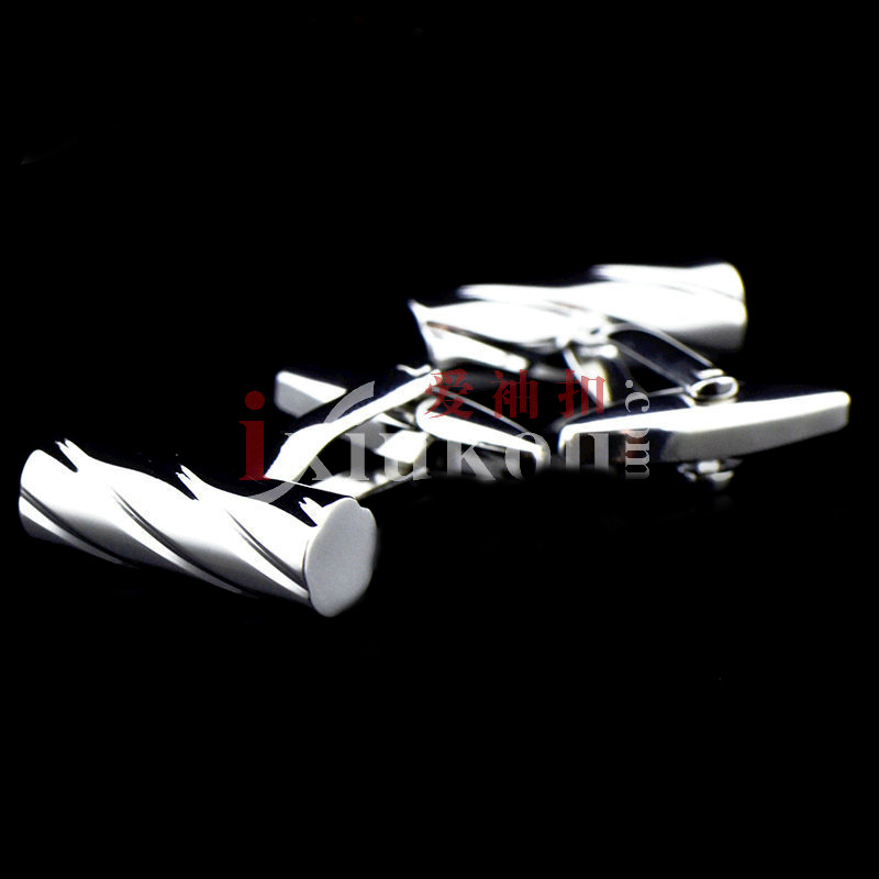 新款 纯金属镭射方形斜l螺旋造型袖扣袖钉Cufflinks 991837