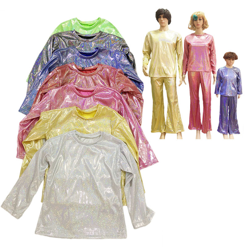 歌唱祖国演出服中国风中小学生宴会主持亮片宽松长袖T恤衫舞蹈服