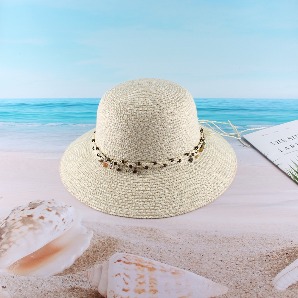 Verano estilo coreano moda paja cúpula pescador sombrero playa vacaciones sol protección sol sombra playa sombrero hembra paja sombrero personalización