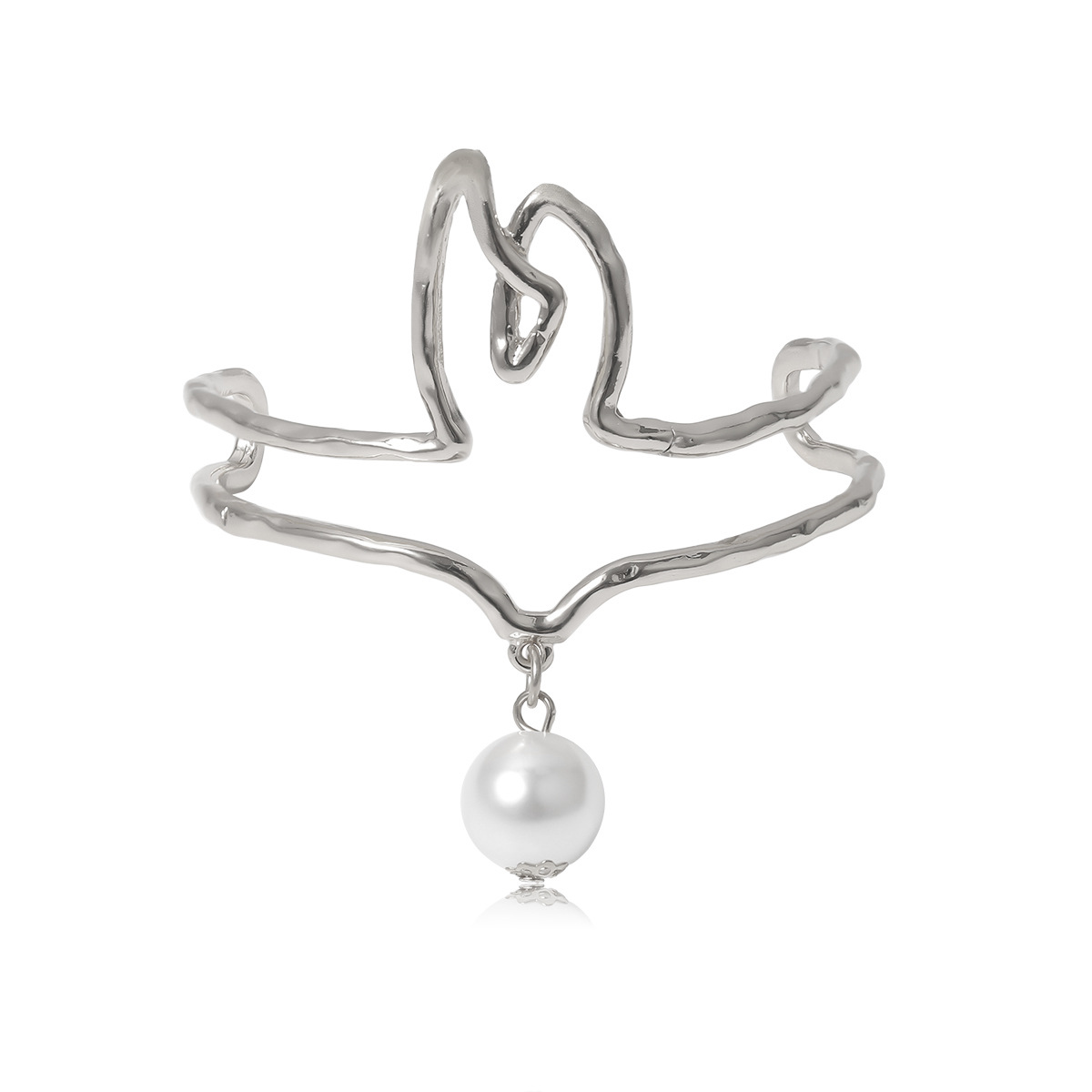 Fashion Jewelry Metal Bracelet Female Open Geometric Hollow Pearl Pendant Bangle display picture 7