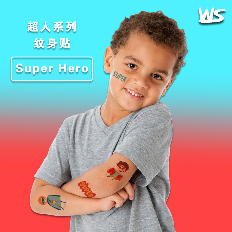 Cross-border hot sale creative cartoon hero series tattoo stickers children Superman temporary tattoo stickers