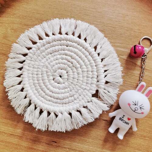 Bohemian woven coaster tablecloth small dinner mat handmade DIY round coaster