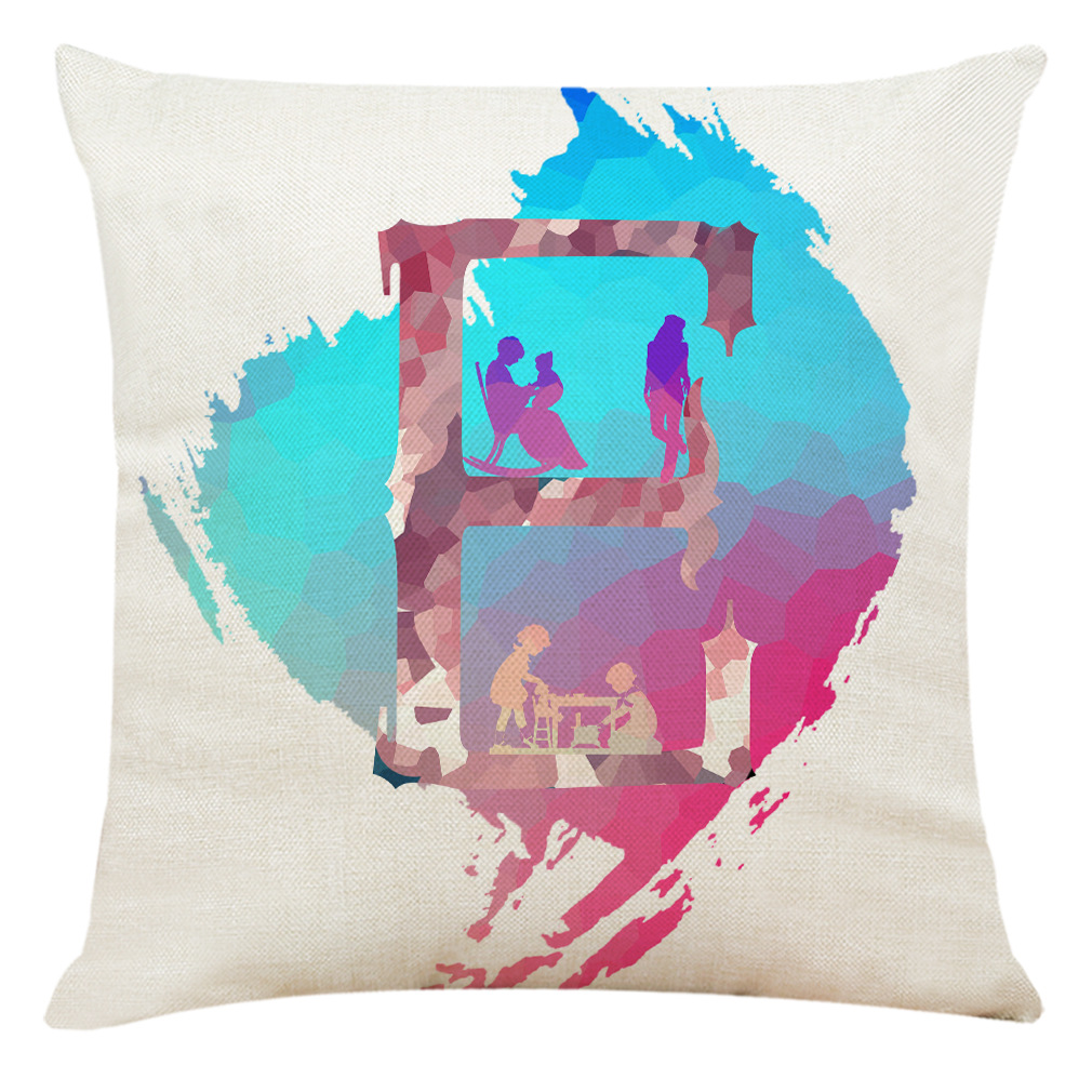 wish 亚马逊新款时尚LOVE棉麻抱枕套 汽车抱枕家居沙发靠垫定制