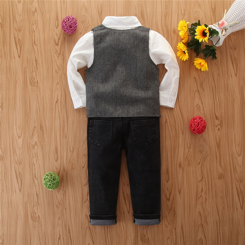 Foreign trade cross border children British style 3 pieces fashion fall new boys one year old dress vest gentleman suit