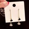 Silver needle, swan, fashionable metal earrings from pearl, silver 925 sample