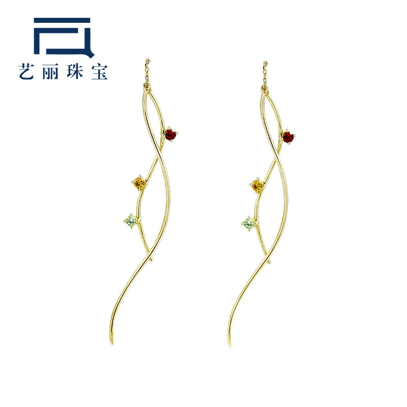 new pattern Ear line 9K Jintianran colour crystal wave chain Earrings have more cash than can be accounted for Like a breath of fresh air Earrings