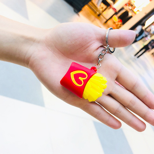Creative cartoon small gift key chain for women cross-border supply hamburger popcorn key chain AliExpress bag pendant