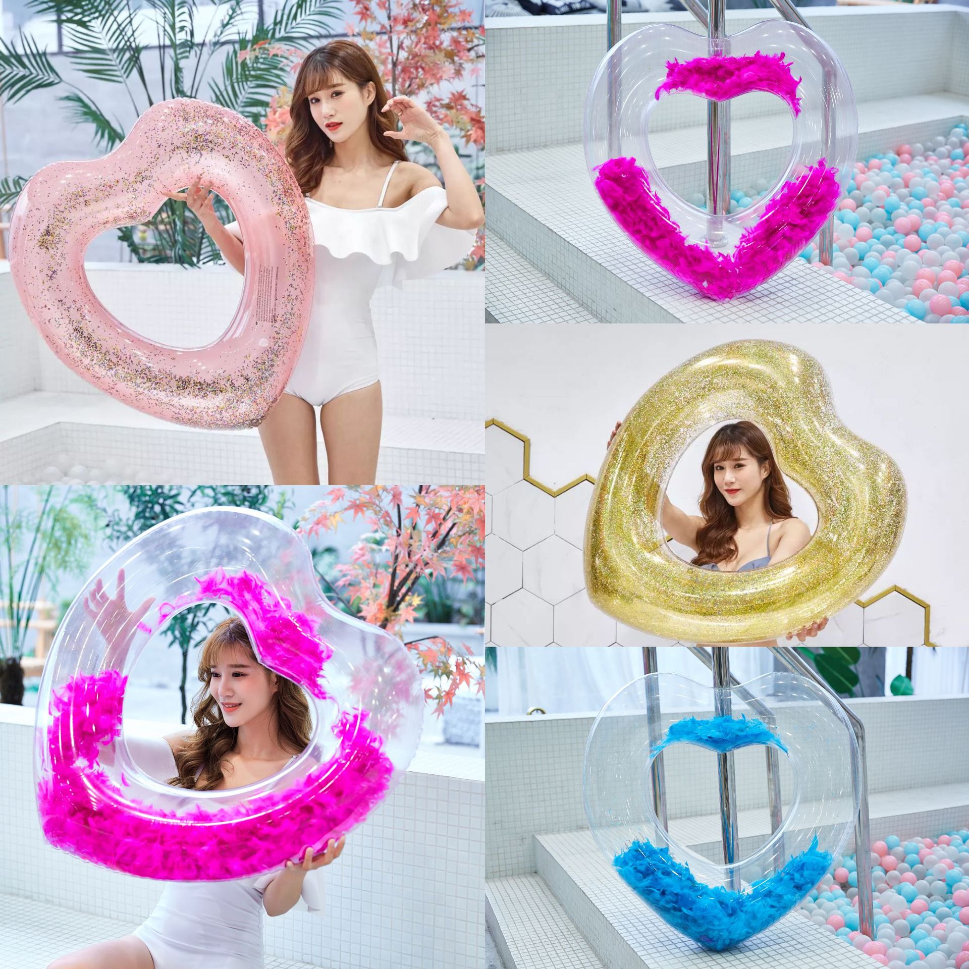 Supply ins fully transparent swimming ring sequined transparent swimming ring sequined armpit swimming ring