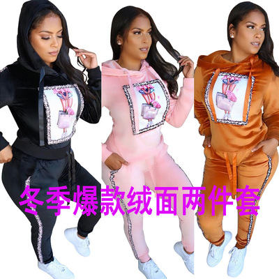 YM-8482 Cross border Autumn and winter Explosive money Solid Patch Hooded pocket leisure time suit Amazon Independent Explosive money