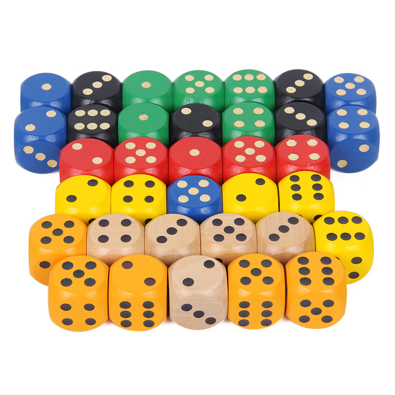 Factory wholesale 30mm woodiness dice Sieve wooden dice make Various pattern colour game Dice