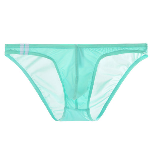 Junye men's ice silk transparent underwear thin low-waist sexy U convex bag briefs silky and breathable young men