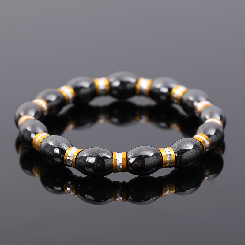 Factory direct magnetic black stone alloy men's bracelet European and American fashion handmade beaded bracelet wholesale