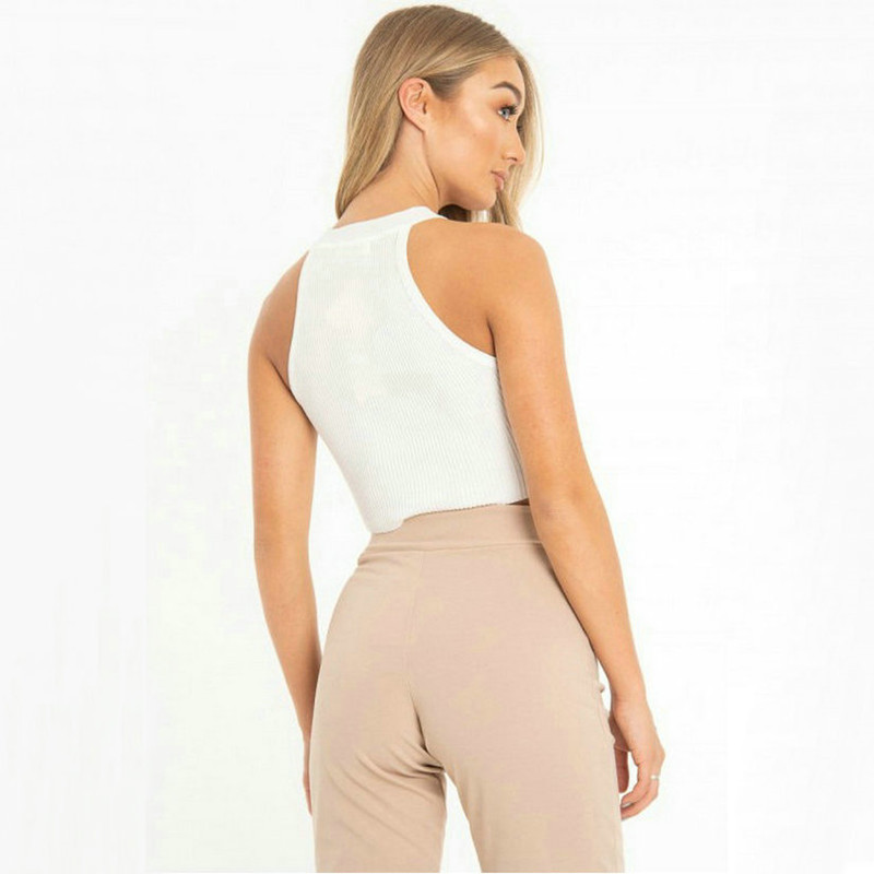 Solid Color Off-The-Shoulder Slim-Fitting Cropped Vest NSOSY111662