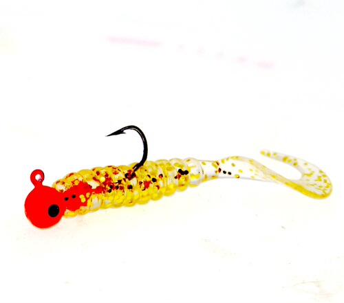 Multi-color curly tail lead head hook hanging soft worm 5cm soft worm 5/bag Luya Texas fishing group package lead fish lead hook fish