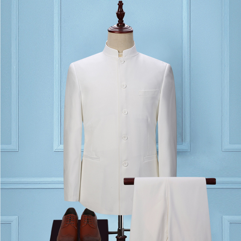 Zhongshan pretend to be pure white suit+trousers
