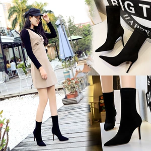 Fashionable Simple Women Boots with PU Upper, 6-8CM High Heel and Pointed Toe
