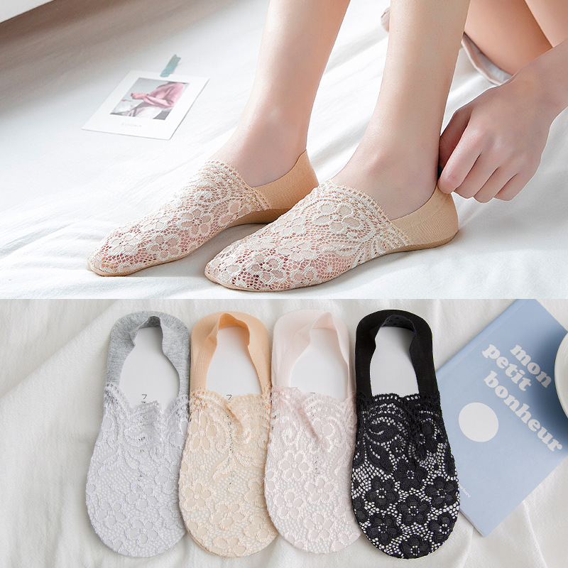 Spring and Summer new deep mouth ankle socks women's casual lace thin invisible socks women's stockings short socks factory wholesale