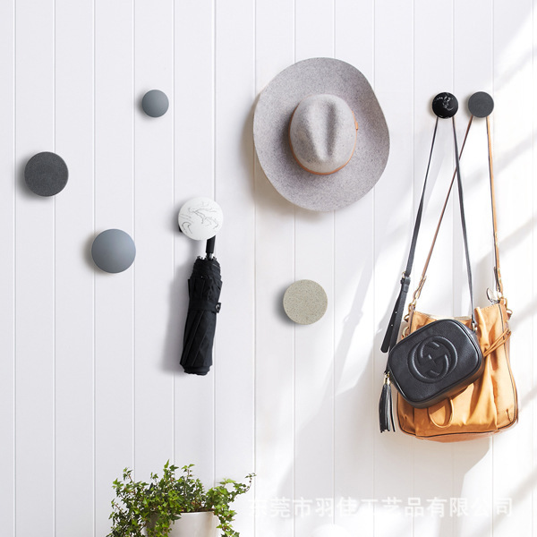 Nordic Simple Hook Marble Resin Sand Stone with Mirror Coat Hook Wall Decoration Hook