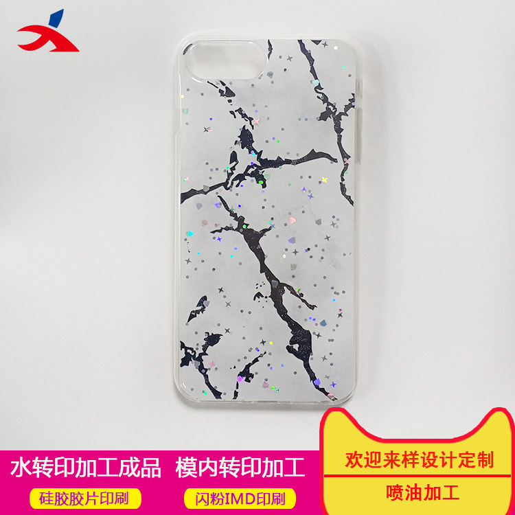 大理石烫金合成纸手机壳贴纸 镭射滴胶合成纸手机壳成品加工厂家
